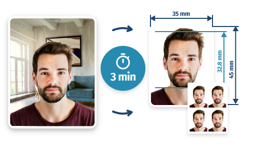 Example of compliant Australian passport photo with correct background and lighting, created online using PhotoBooth Online