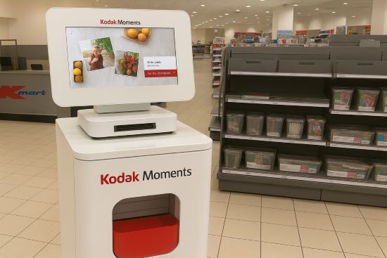 Self-service Kodak Moments kiosk at Kmart used for passport photo printing in Australia
