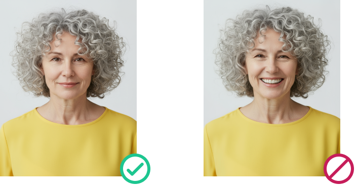 foto per cie espressione neutra sorriso vietato