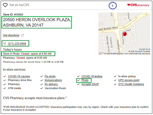 Image showing how to find the nearest CVS store with passport photo service with CVS store locator - step 4