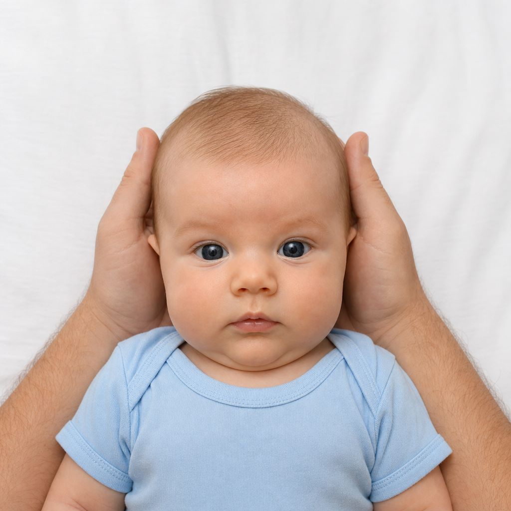 unacceptable baby passport photo parent hands visible