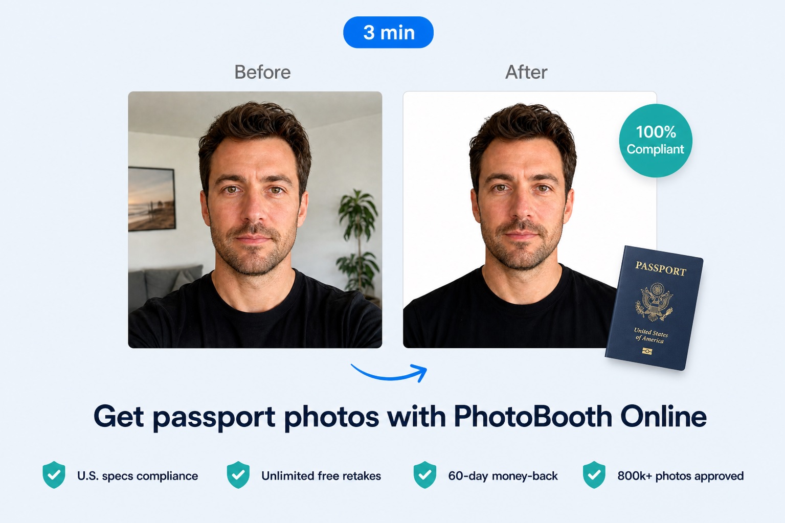 Costco passport photo with PhotoBooth Online